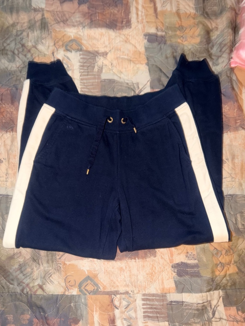 Ralph Lauren Navy Sweatpants with White Side Stripes